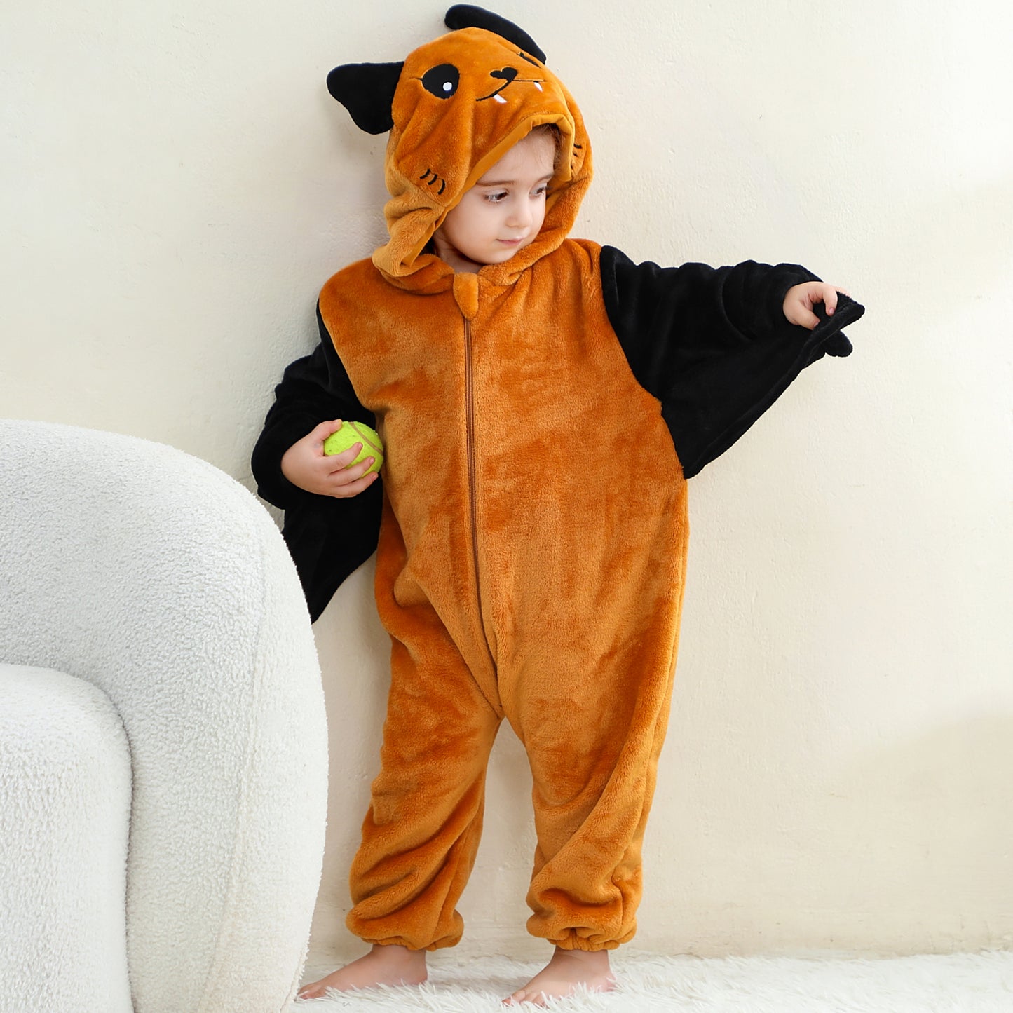 MICHLEY Baby Bat Hooded Romper Flannel Wings Costume