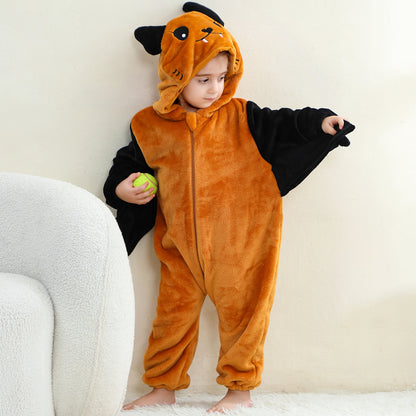 MICHLEY Baby Bat Hooded Romper Flannel Wings Costume