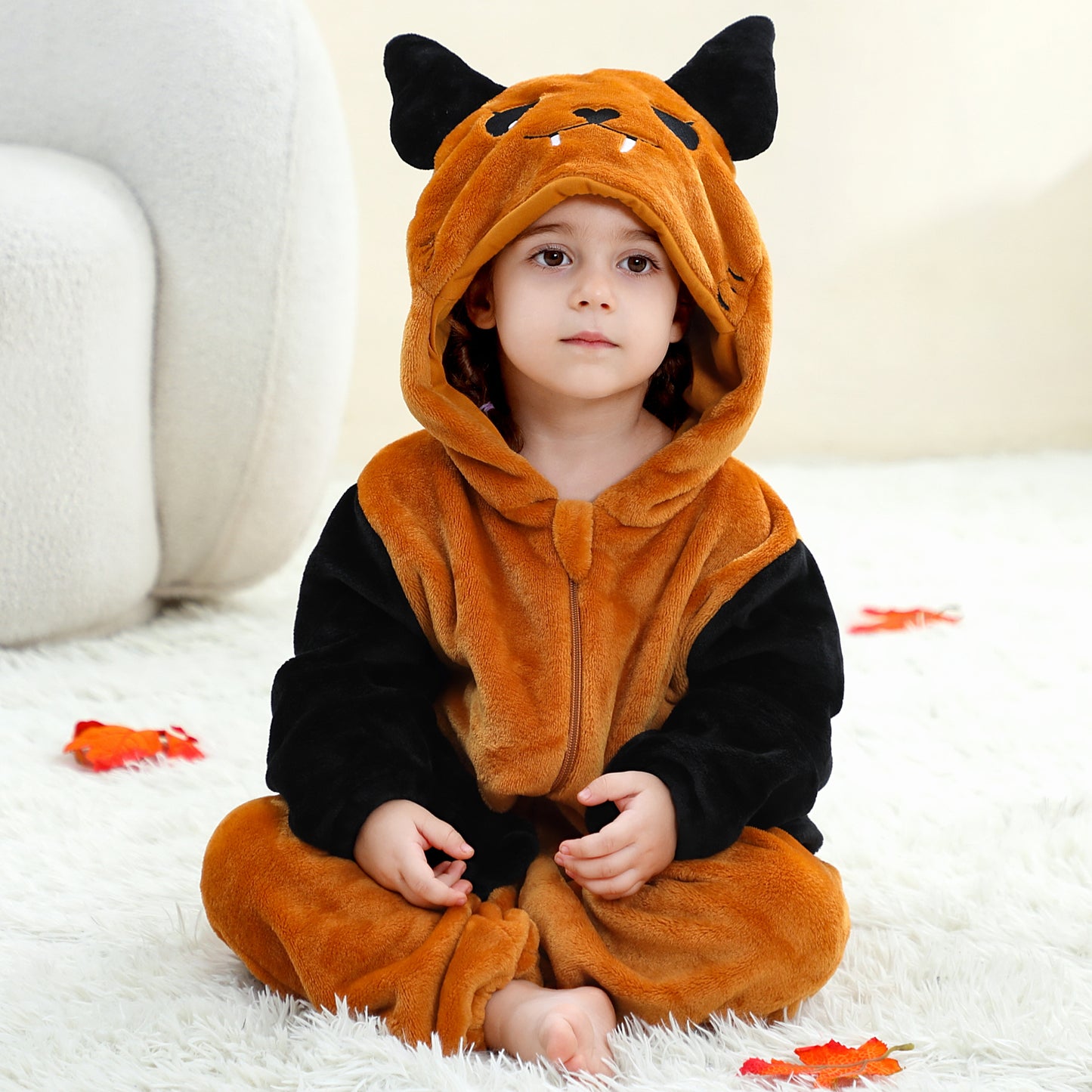 MICHLEY Baby Bat Hooded Romper Flannel Wings Costume