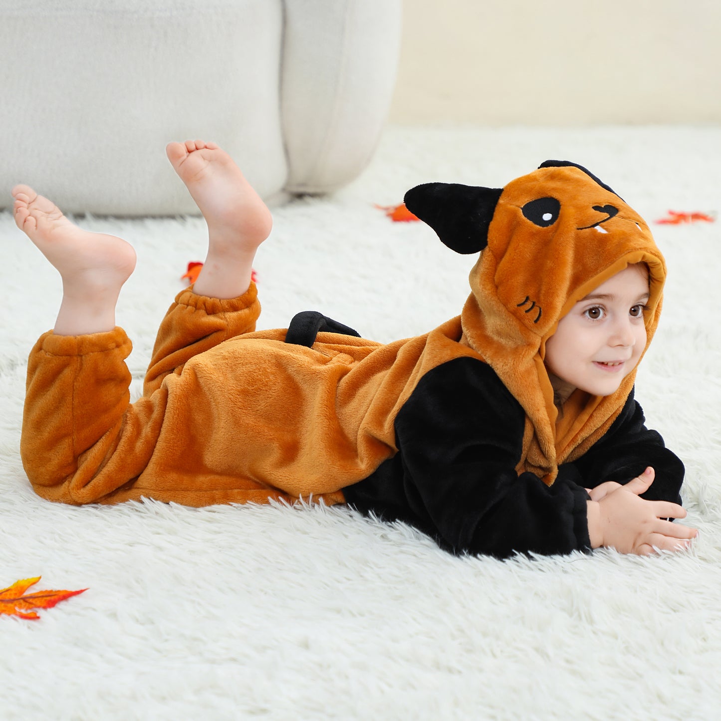 MICHLEY Baby Bat Hooded Romper Flannel Wings Costume