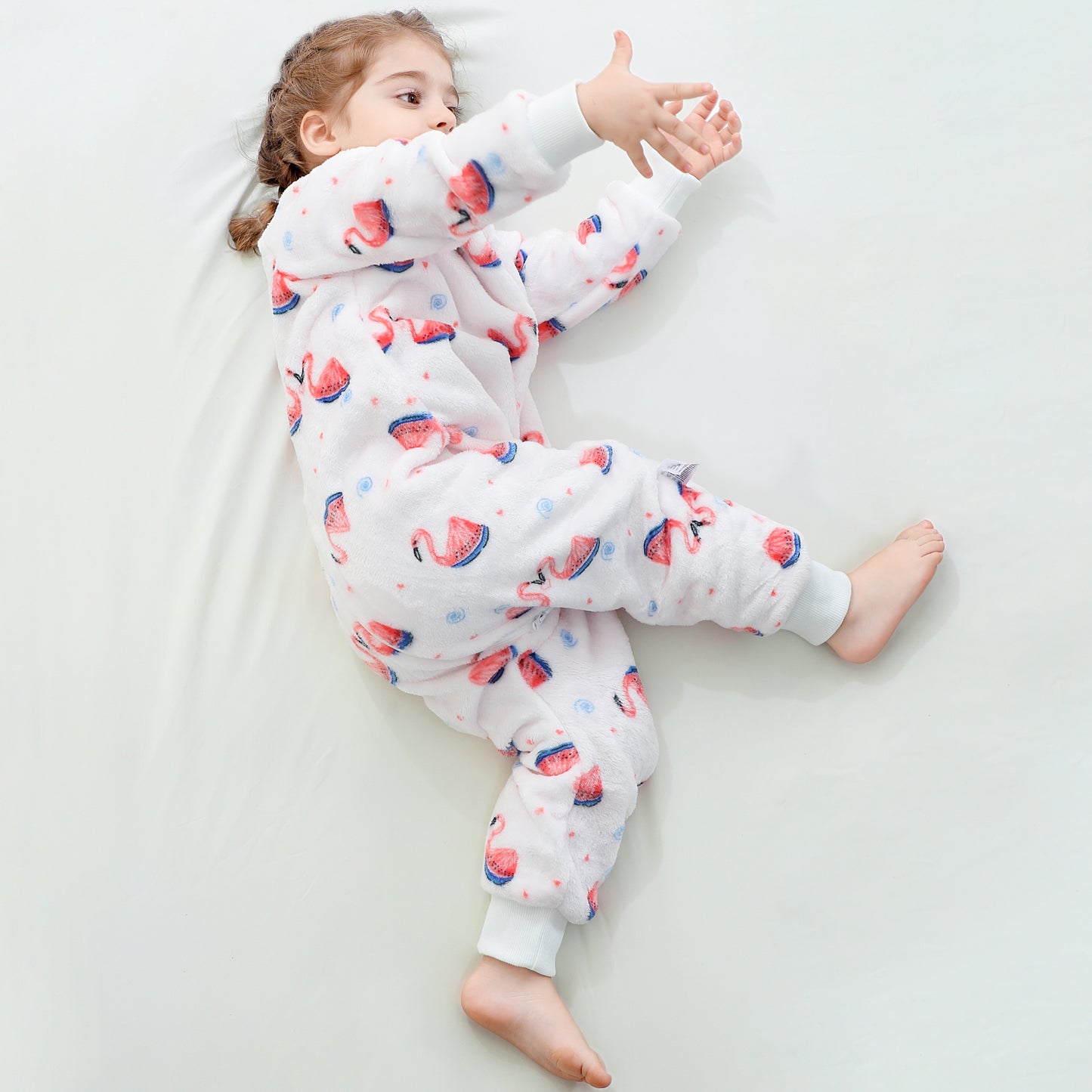 MICHLEY Pink Flamingo Toddler Flannel Sleeping Sack with Feet