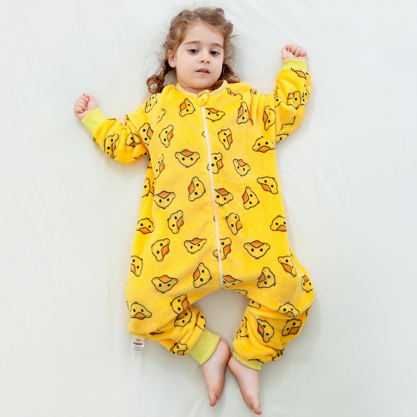 MICHLEY Cute Yellow Duck Toddler Flannel Sleep Sack with Feet