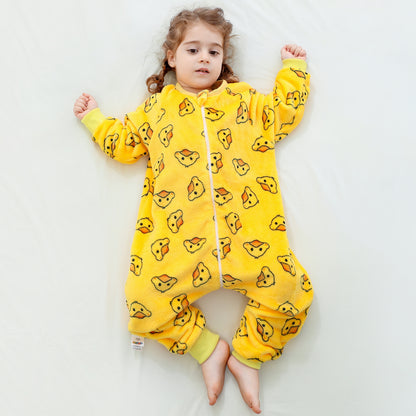 MICHLEY Cute Yellow Duck Toddler Flannel Sleep Sack with Feet