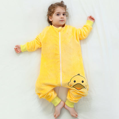 MICHLEY Yellow Duckling Toddler Flannel Sleep Sack with Feet
