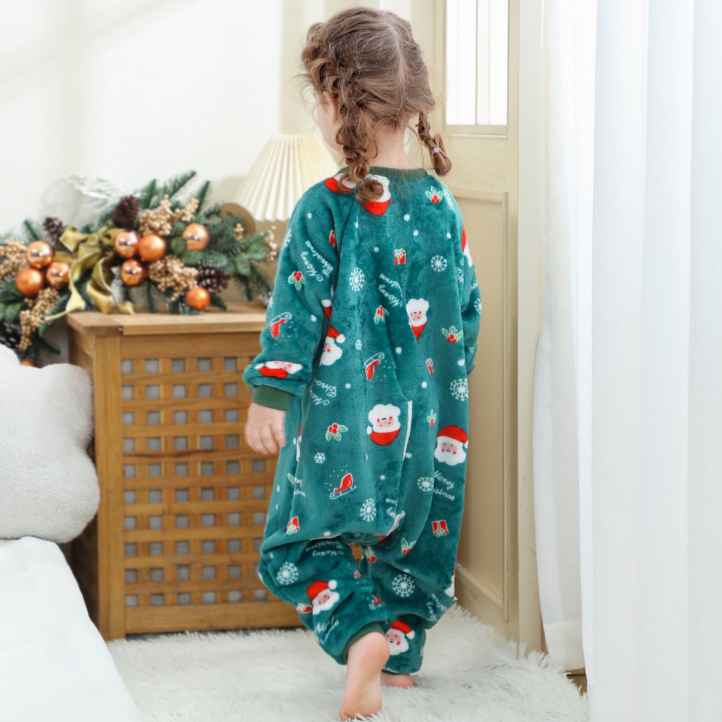 MICHLEY Christmas Santa Toddler Flannel Sleeping Sack with Feet