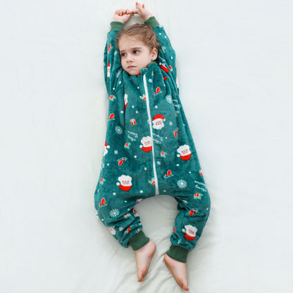 MICHLEY Christmas Santa Toddler Flannel Sleeping Sack with Feet