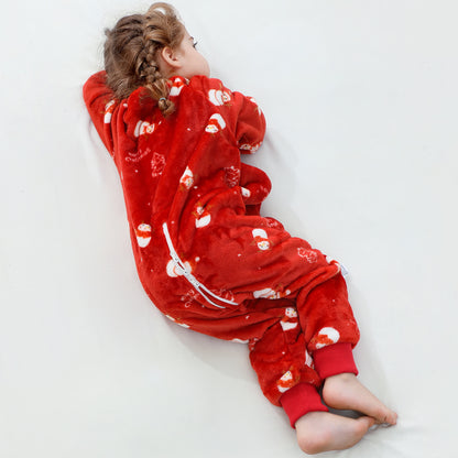 MICHLEY Snowy Red Toddler Flannel Sleeping Sack with Feet