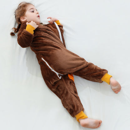 MICHLEY Brown Capybara Toddler Flannel Sleep Bag with Feet