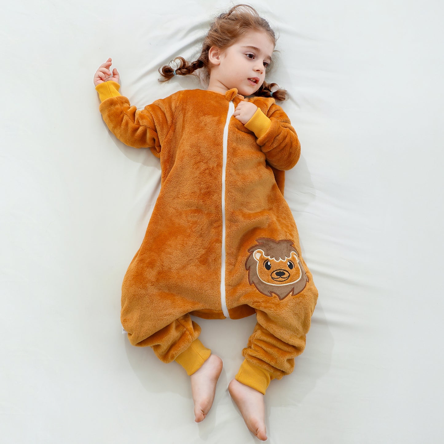 MICHLEY Lion Toddler Flannel Sleeping Bag with Feet - Cozy Winter Sleep Suit