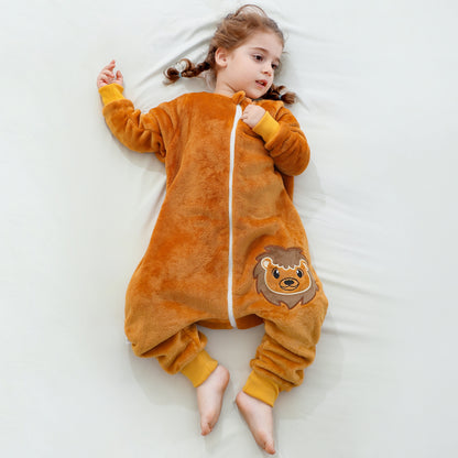 MICHLEY Lion Toddler Flannel Sleeping Bag with Feet - Cozy Winter Sleep Suit