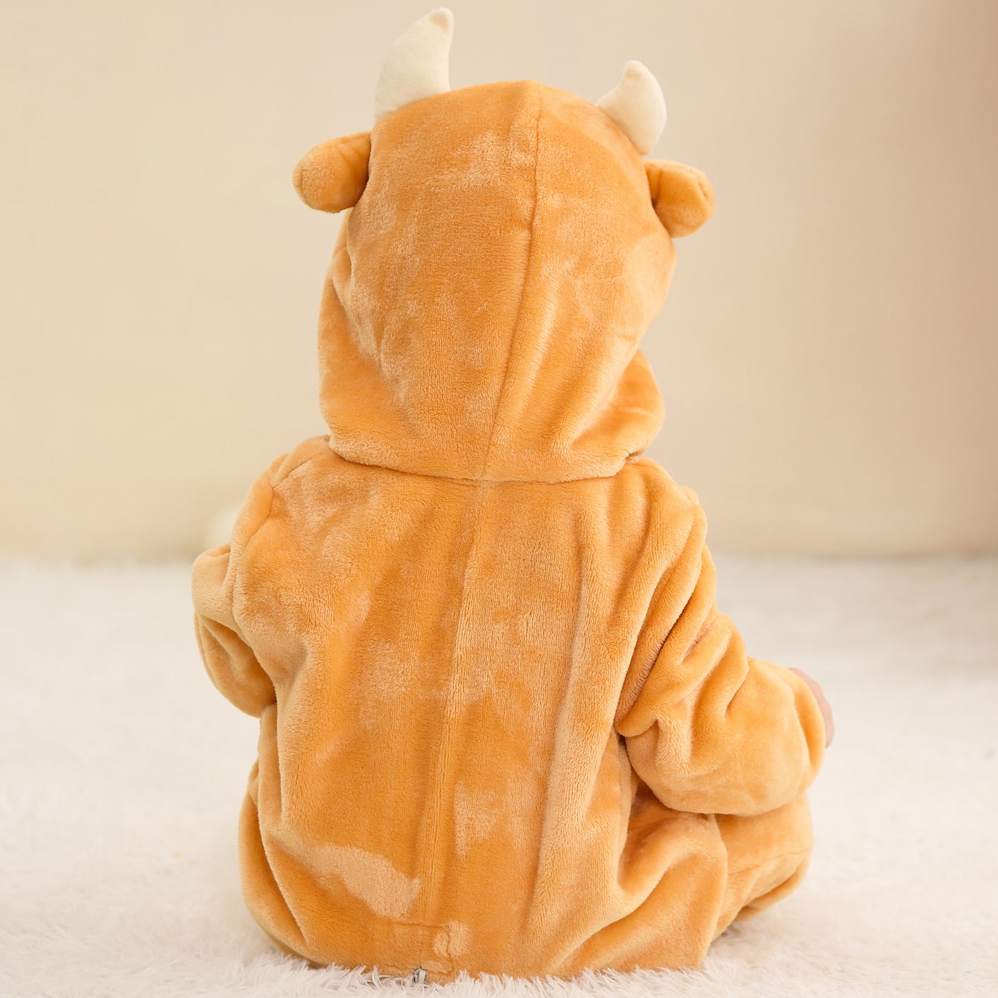 MICHLEY Yellow Bull Baby Costume Winter Flannel Hooded Romper