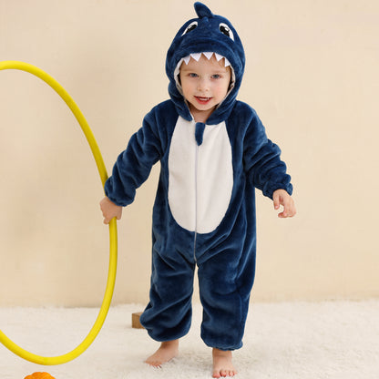 MICHLEY Shark Hooded Romper Flannel Animal Costume