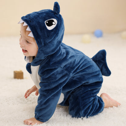 MICHLEY Shark Hooded Romper Flannel Animal Costume