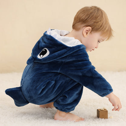 MICHLEY Shark Hooded Romper Flannel Animal Costume