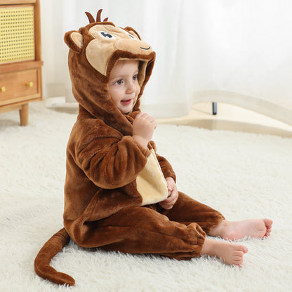 MICHLEY Baby Monkey Hooded Romper Infant Toddler Animal Costume Jumpsuit