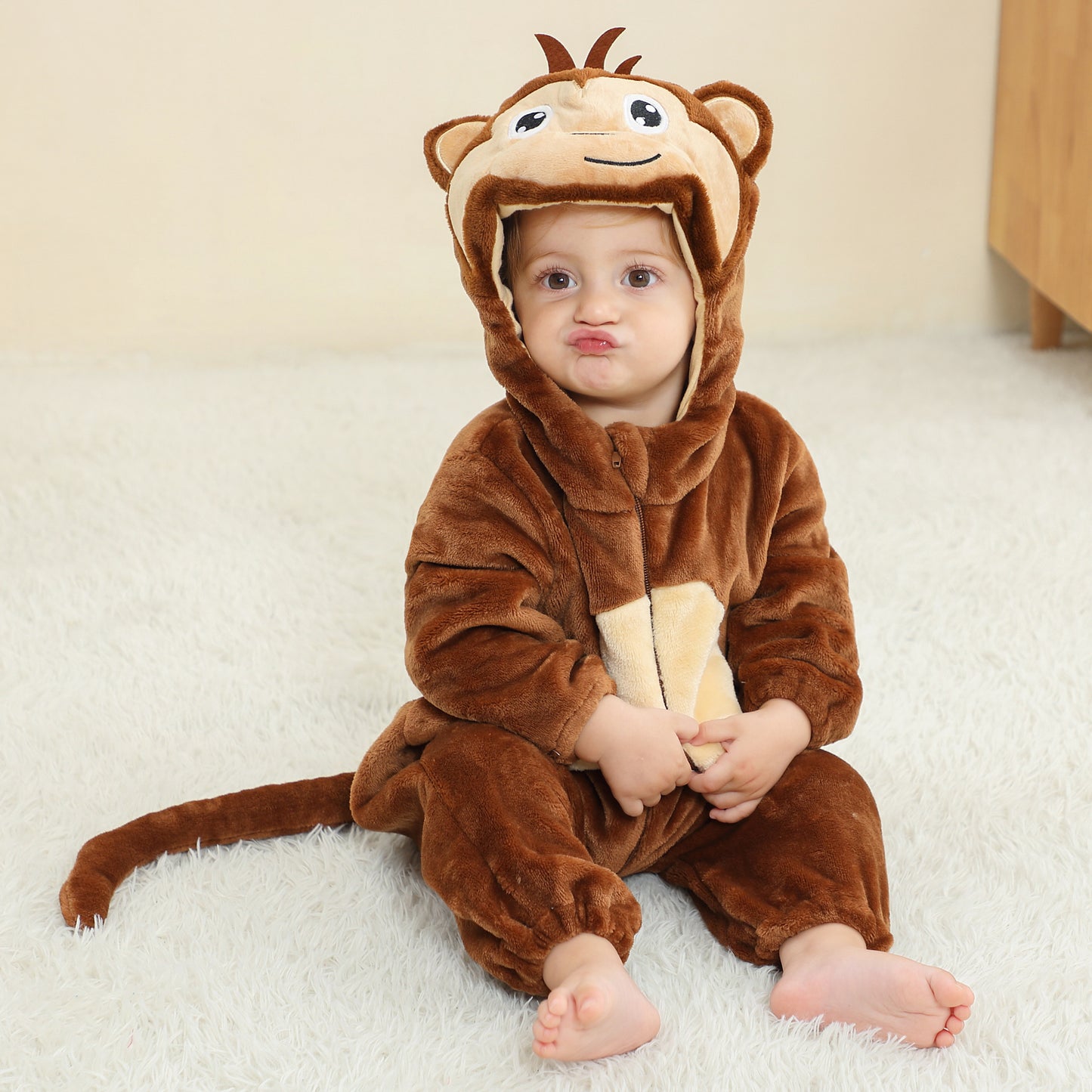 MICHLEY Baby Monkey Hooded Romper Infant Toddler Animal Costume Jumpsuit