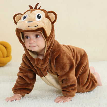 MICHLEY Baby Monkey Hooded Romper Infant Toddler Animal Costume Jumpsuit