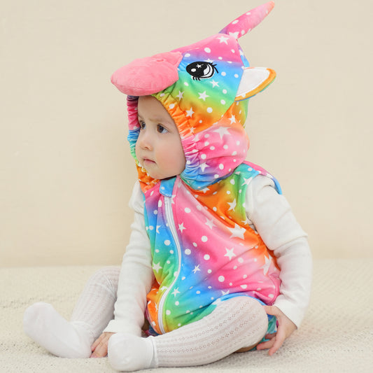 MICHLEY Baby Sleeveless Rainbow Unicorn Animal Hooded Romper Costume 0-24M