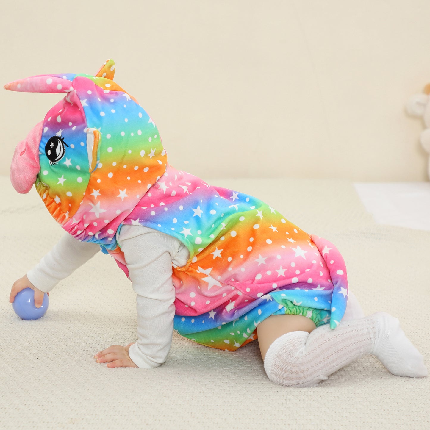 MICHLEY Baby Sleeveless Rainbow Unicorn Animal Hooded Romper Costume 0-24M