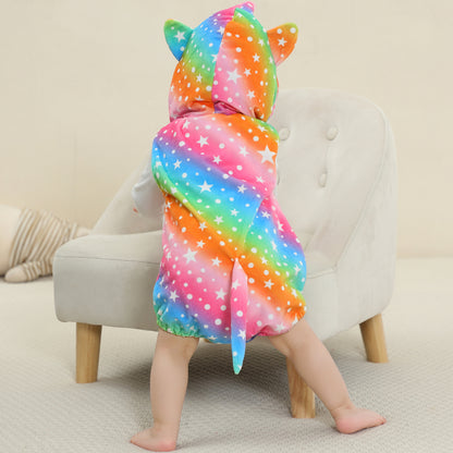 MICHLEY Baby Sleeveless Rainbow Unicorn Animal Hooded Romper Costume 0-24M