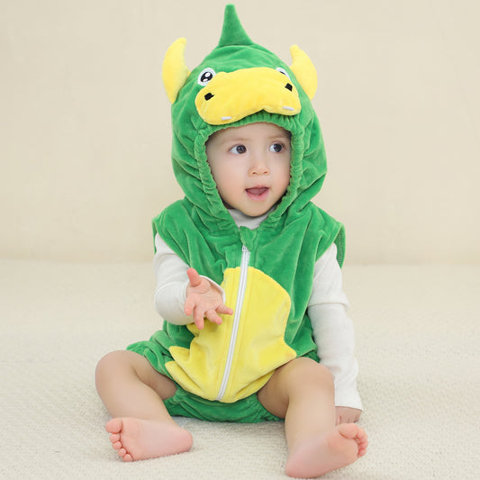 MICHLEY Baby Sleeveless Dinosaur Animal Hooded Romper Halloween Costume