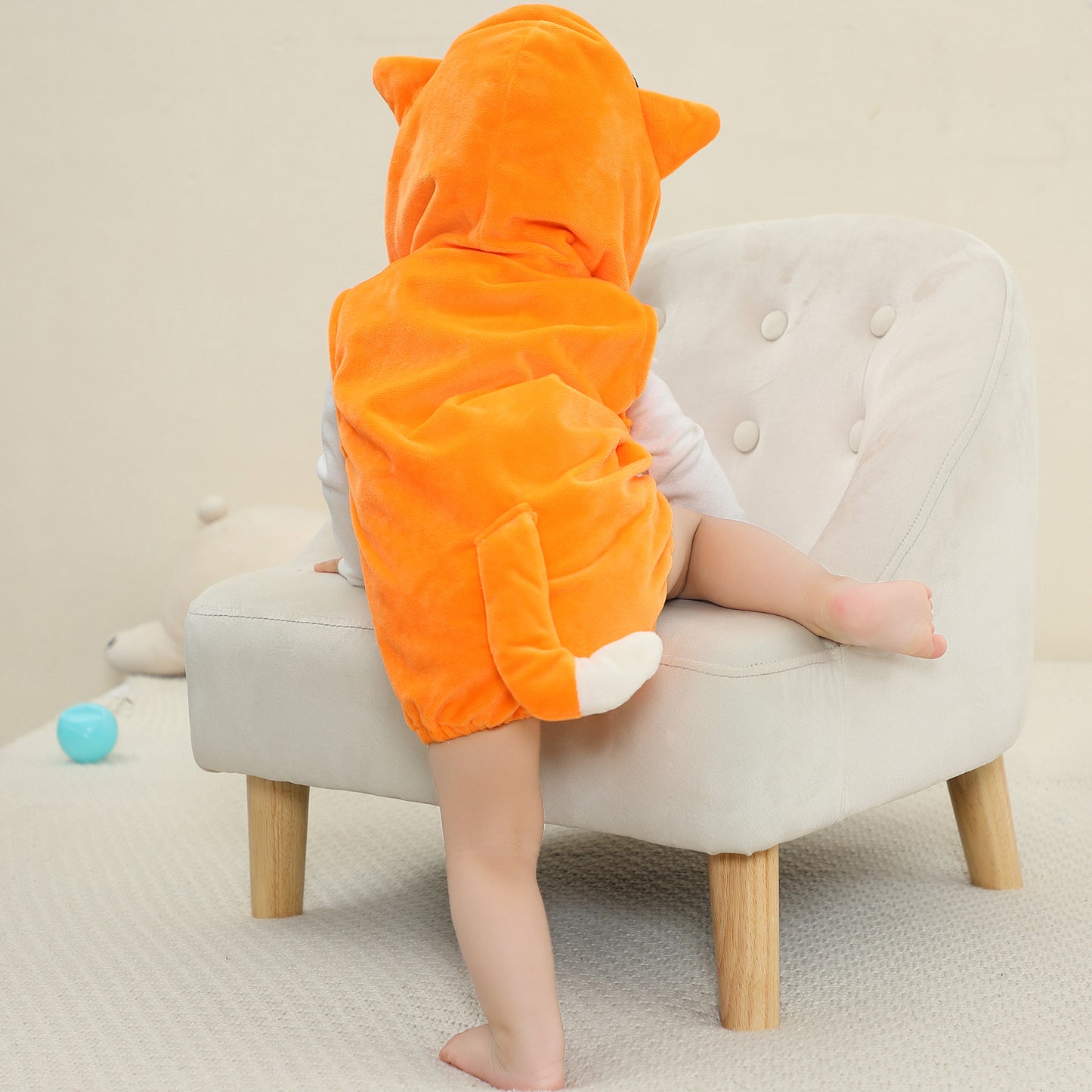 MICHLEY Baby Sleeveless Fox Animal Hooded Romper Unisex Halloween Costume 0-24M