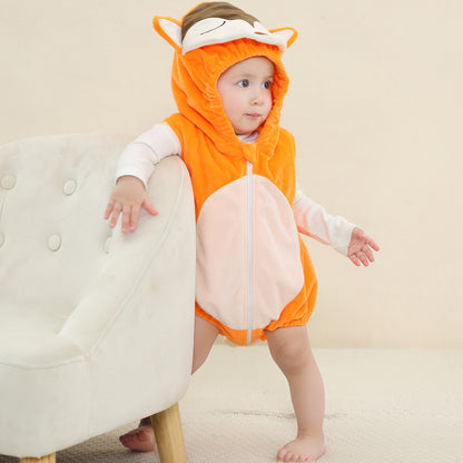 MICHLEY Baby Sleeveless Fox Animal Hooded Romper Unisex Halloween Costume 0-24M