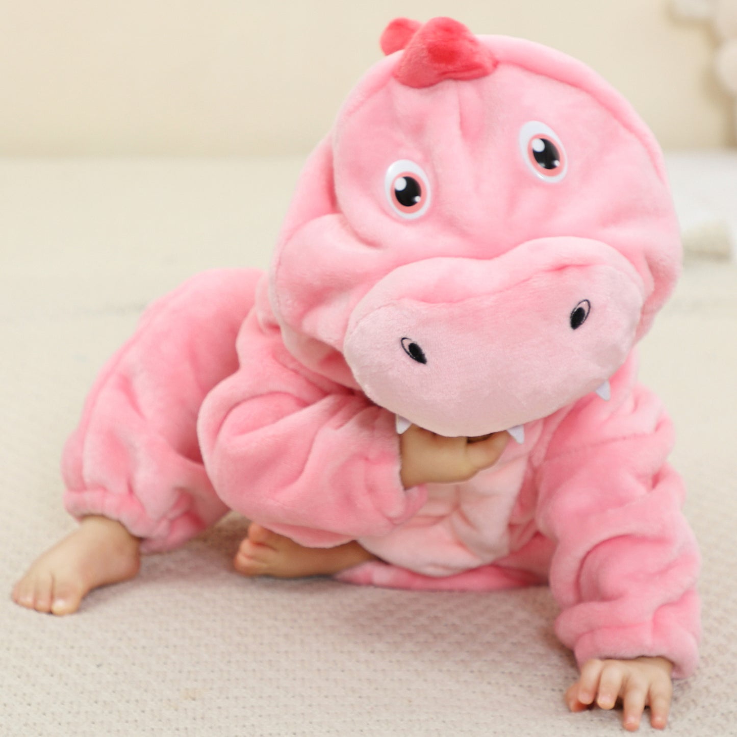 MICHLEY Baby Pink Unicorn Hooded Romper Flannel Animal Costume
