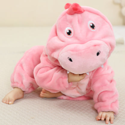 MICHLEY Baby Pink Unicorn Hooded Romper Flannel Animal Costume