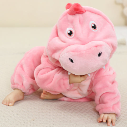 MICHLEY Baby Pink Unicorn Hooded Romper Flannel Animal Costume