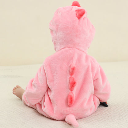 MICHLEY Baby Pink Unicorn Hooded Romper Flannel Animal Costume