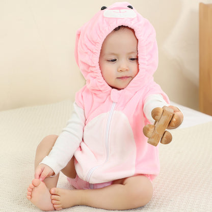 MICHLEY Baby Sleeveless Pink Rabbit Animal Hooded Romper Easter Costume 0-24M