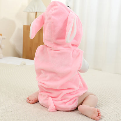 MICHLEY Baby Sleeveless Pink Rabbit Animal Hooded Romper Easter Costume 0-24M