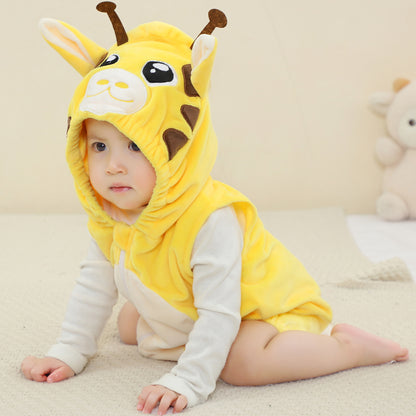 MICHLEY Baby Sleeveless Giraffe Animal Hooded Romper Unisex Halloween Costume 0-24M