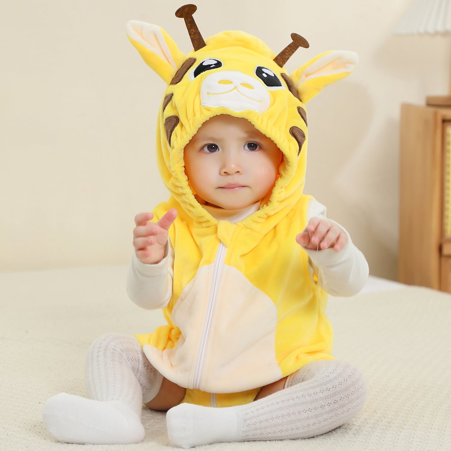 MICHLEY Baby Sleeveless Giraffe Animal Hooded Romper Unisex Halloween Costume 0-24M