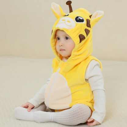 MICHLEY Baby Sleeveless Giraffe Animal Hooded Romper Unisex Halloween Costume 0-24M