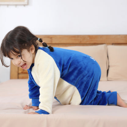 MICHLEY Blue Penguin Kids Sleep Sack Flannel Wearable Pajamas for Toddlers