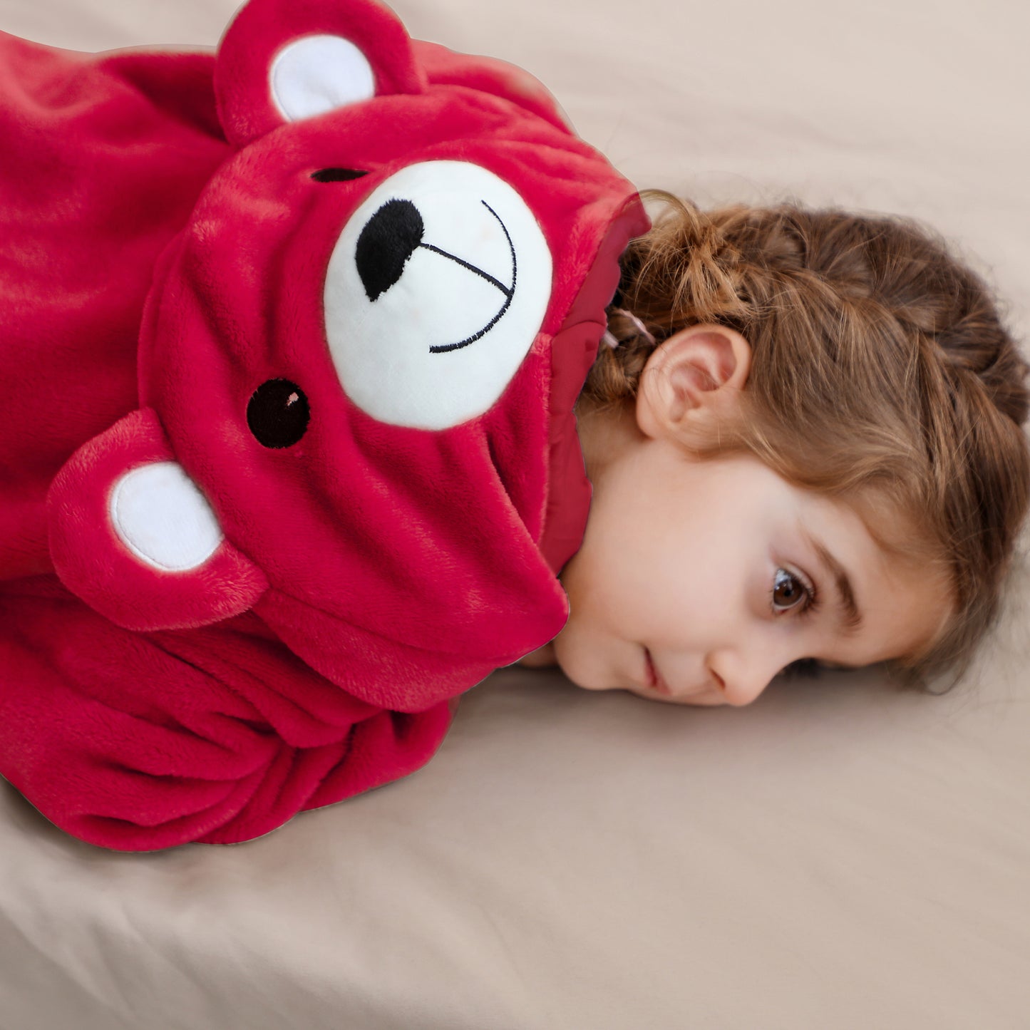 MICHLEY Baby Festive Red Bear Hooded Romper Soft Flannel Animal Costume