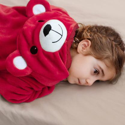 MICHLEY Baby Festive Red Bear Hooded Romper Soft Flannel Animal Costume