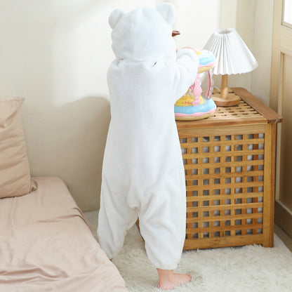 MICHLEY Baby Polar White Bear Hooded Romper Soft Flannel Animal Costume