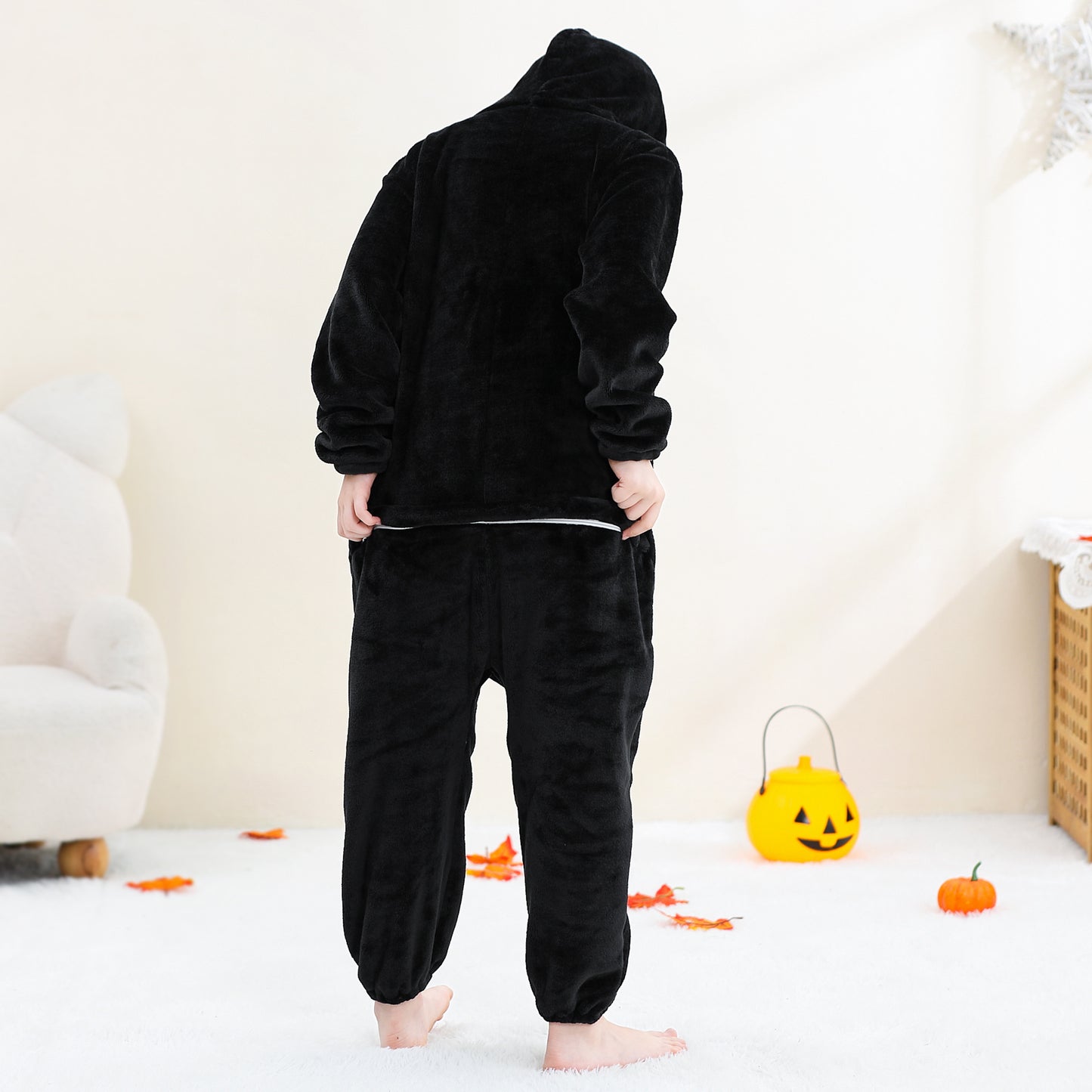 MICHLEY Kids Penguin Hooded Romper Flannel Halloween Cosplay Pajamas Costume
