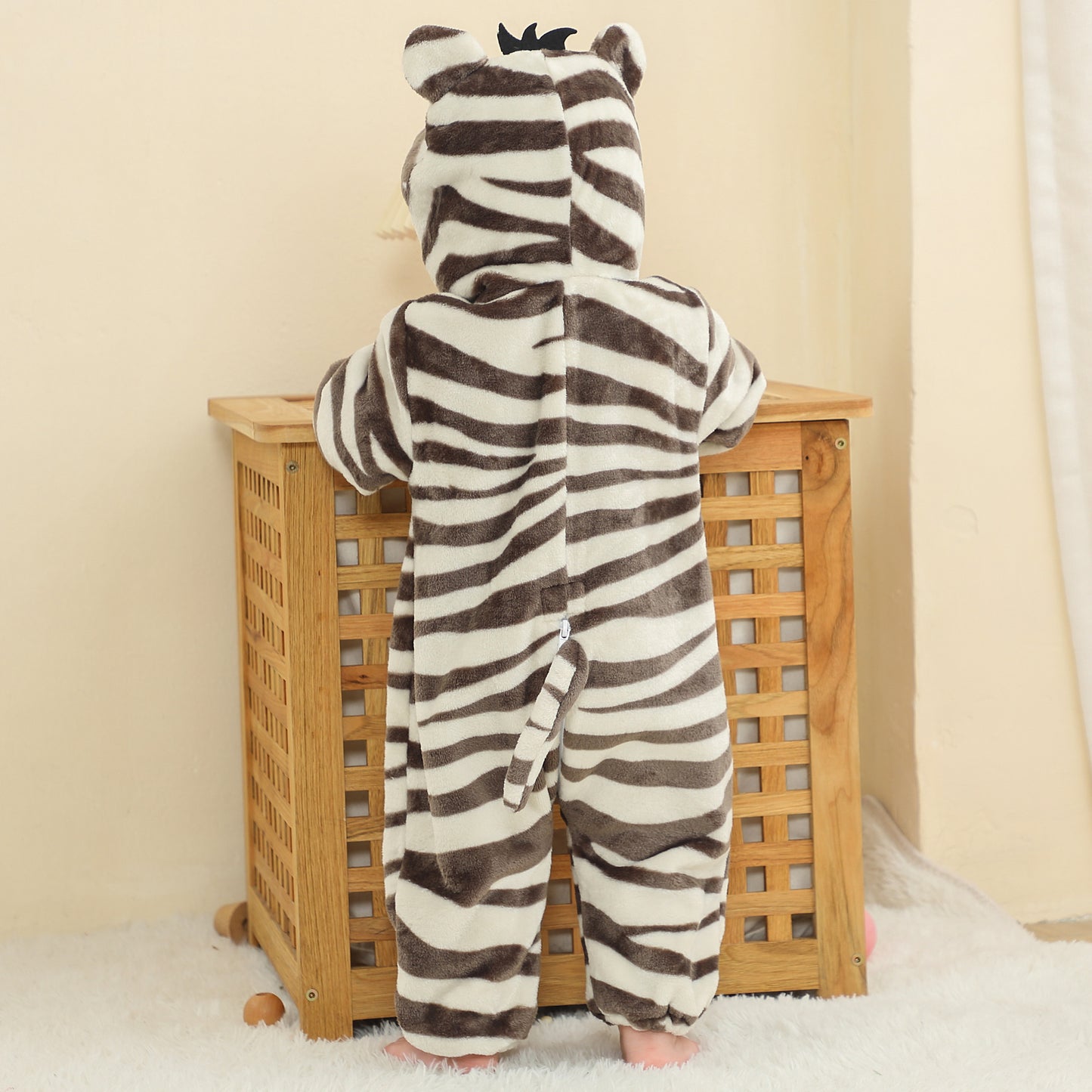 MICHLEY Baby Zebra Costume Winter Flannel Hooded Romper