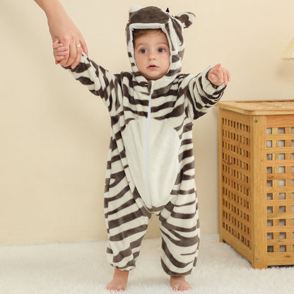 MICHLEY Baby Zebra Costume Winter Flannel Hooded Romper