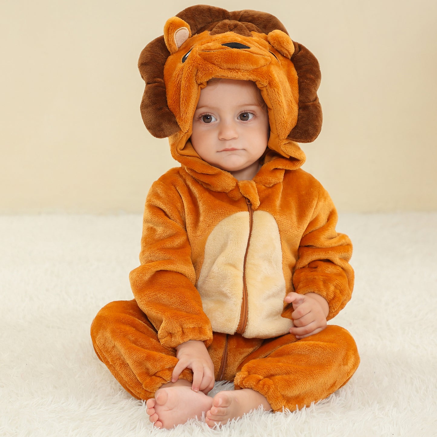 MICHLEY Baby Lion Hooded Romper Infant Toddler Animal Costume Jumpsuit