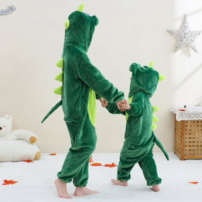 MICHLEY Kids Unicorn Dragon Hooded Romper Flannel Halloween Cosplay Pajamas