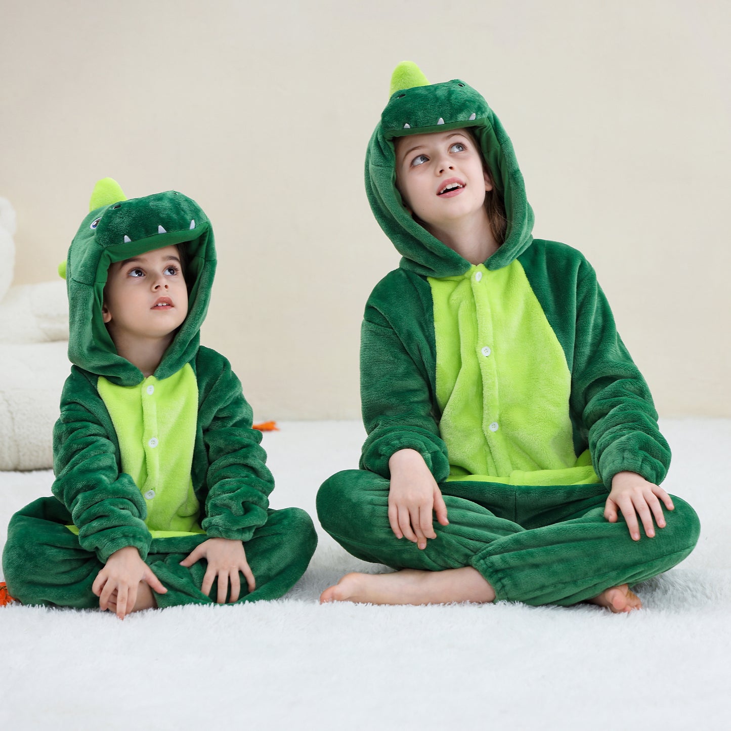 MICHLEY Kids Unicorn Dragon Hooded Romper Flannel Halloween Cosplay Pajamas