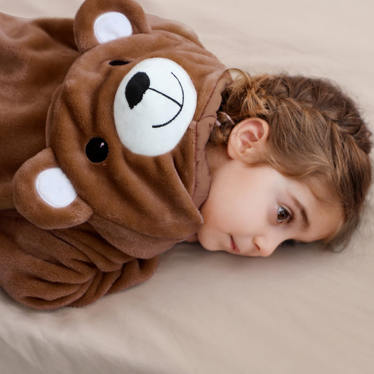 MICHLEY Baby Dark Brown Bear Hooded Romper Flannel Animal Costume