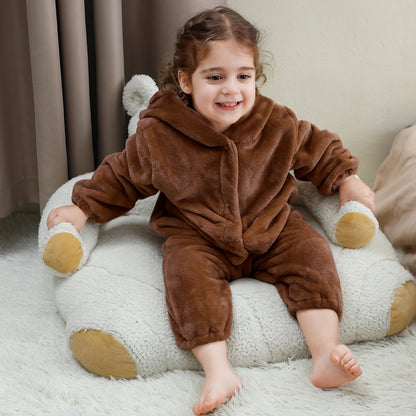MICHLEY Baby Dark Brown Bear Hooded Romper Flannel Animal Costume