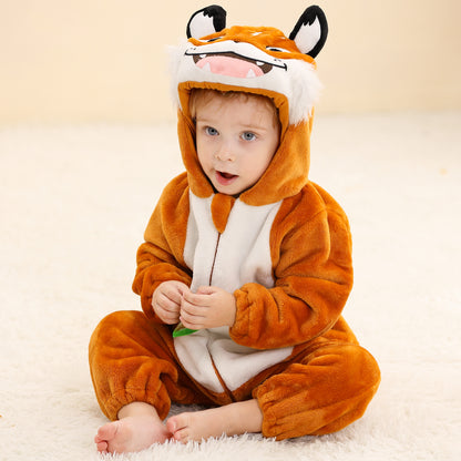 MICHLEY Baby Smiling Tiger Hooded Romper Flannel Animal Costume