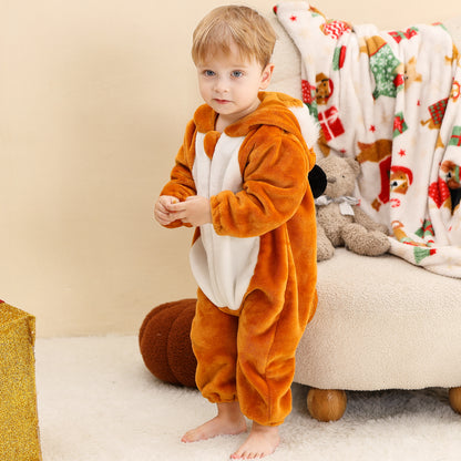 MICHLEY Baby Smiling Tiger Hooded Romper Flannel Animal Costume